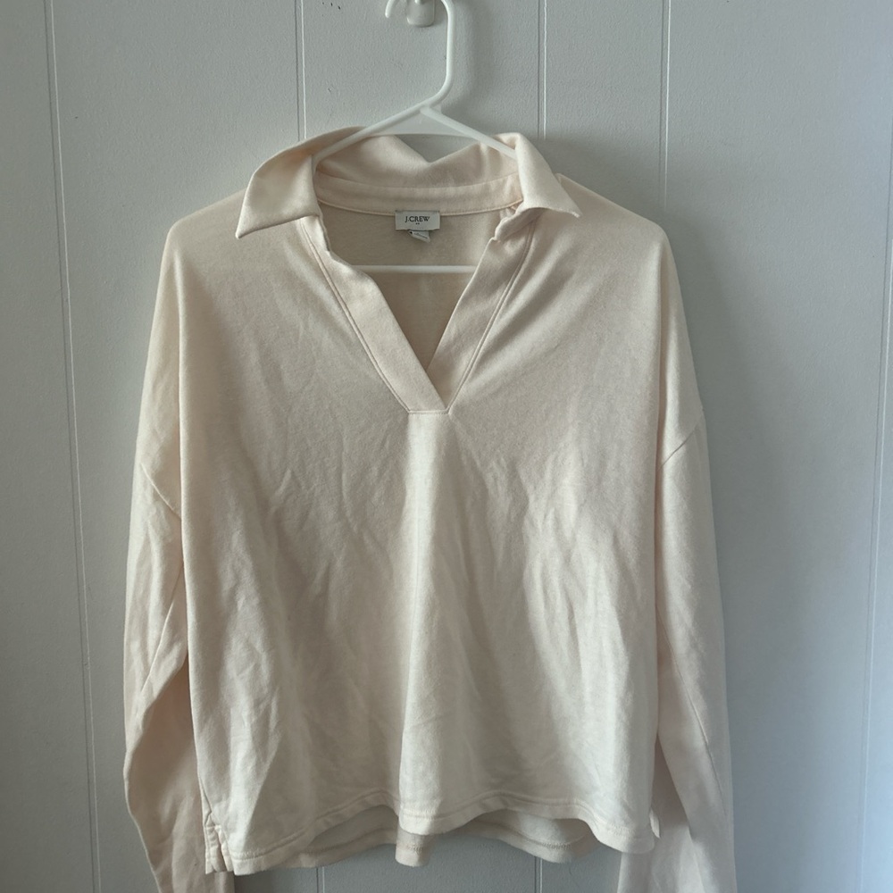 J. Crew Cream Button Down Polo Blouse